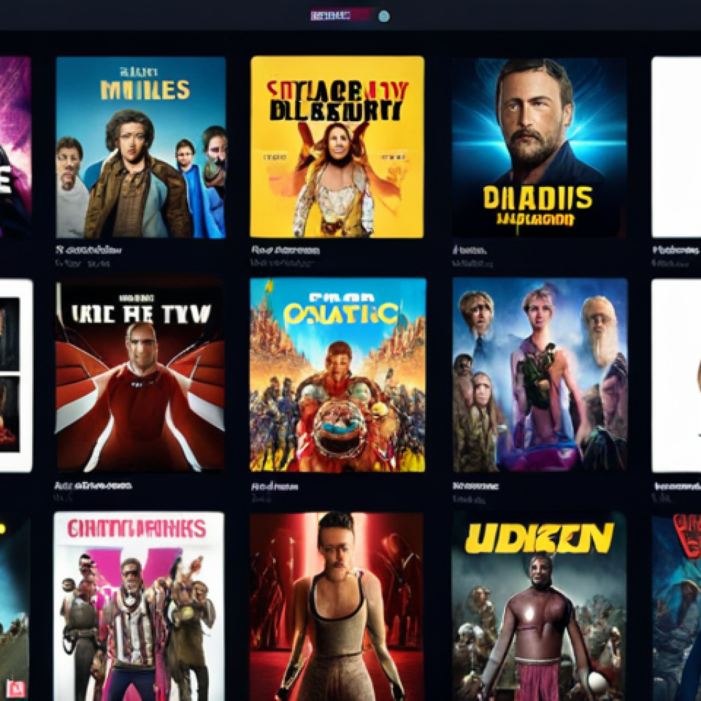 **A vibrant and diverse online streaming platform interface showcasing a wide array of content categories (movies, TV shows, documentaries, sports) to illustrate user choice and content competition. The visual should emphasize a modern, user-friendly design.**