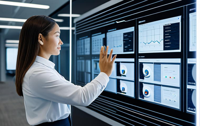 A focused tech executive, fully clothed in professional business attire, interacting with a vast, transparent display that illustrates real-time data flows and personalized content recommendations. The modern, minimalist office environment is bathed in soft, intelligent lighting. She holds a natural pose, reflecting deep engagement with the advanced AI-driven interface. Modest clothing, appropriate attire, safe for work, appropriate content, professional, family-friendly, perfect anatomy, correct proportions, well-formed hands, proper finger count, natural body proportions, high-quality, professional photography.