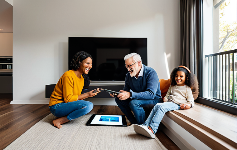 **Image:** A diverse group of people (various ages and ethnicities) are watching content on different devices (tablet, phone, TV) with smiles. The scene suggests a comfortable home environment.
    **Prompt:** "A family-friendly scene of diverse people enjoying an OTT platform on various devices in a modern living room, fully clothed, appropriate attire, safe for work, demonstrating the broad appeal of streaming services, perfect anatomy, natural proportions, professional, high quality."