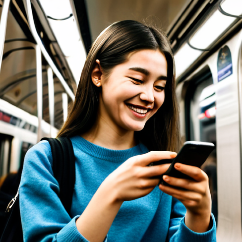 OTT 라이브 방송 - Woman watching OTT live stream on her phone**
Prompt: A young woman fully clothed, wearing casual c...