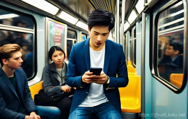 OTT 콘텐츠의 다양성 - **Prompt 1: Urban Commute, Engaged with Short-Form Content**
    A young professional, casually dres...