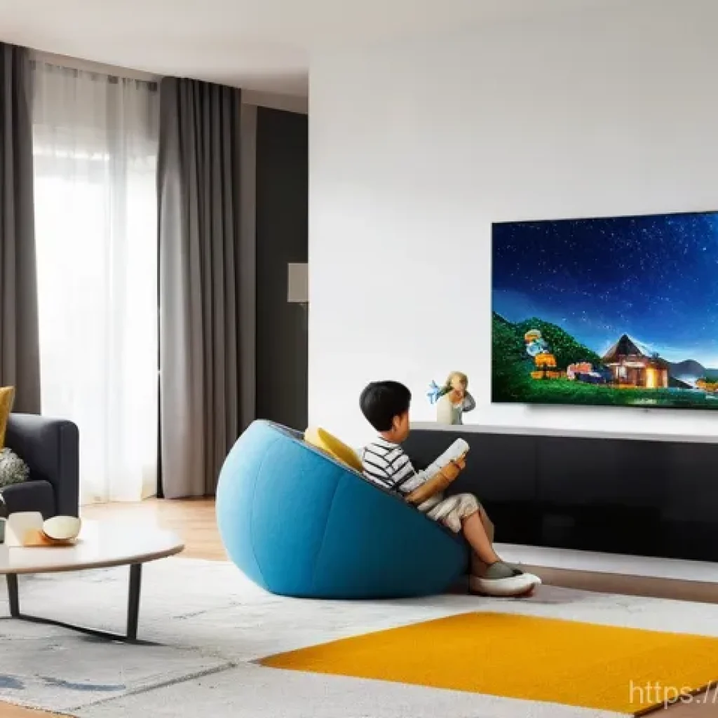OTT와 스마트 기기 연동 - **Prompt 1: Smart Living Room - Effortless Family Entertainment**
    "A cozy and brightly lit moder...