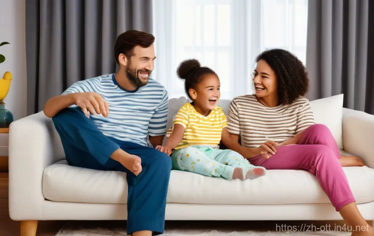 넷플릭스 가격 플랜 - **Prompt:** A diverse, happy family of four (two parents, a child around 8 years old, and a baby wea...