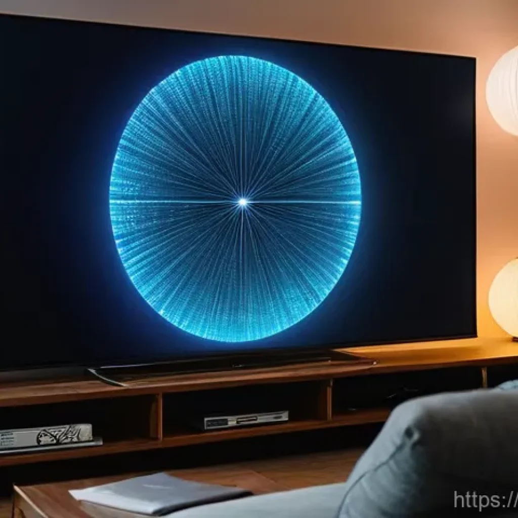 OTT와 콘텐츠 큐레이션 전략 - **Prompt:** A cozy, modern living room at dusk, bathed in warm, soft ambient light. A young adult (a...