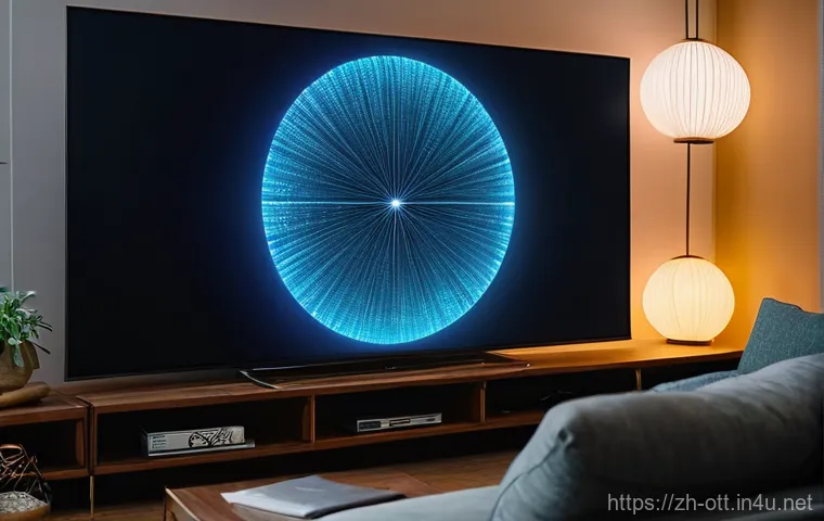 OTT와 콘텐츠 큐레이션 전략 - **Prompt:** A cozy, modern living room at dusk, bathed in warm, soft ambient light. A young adult (a...