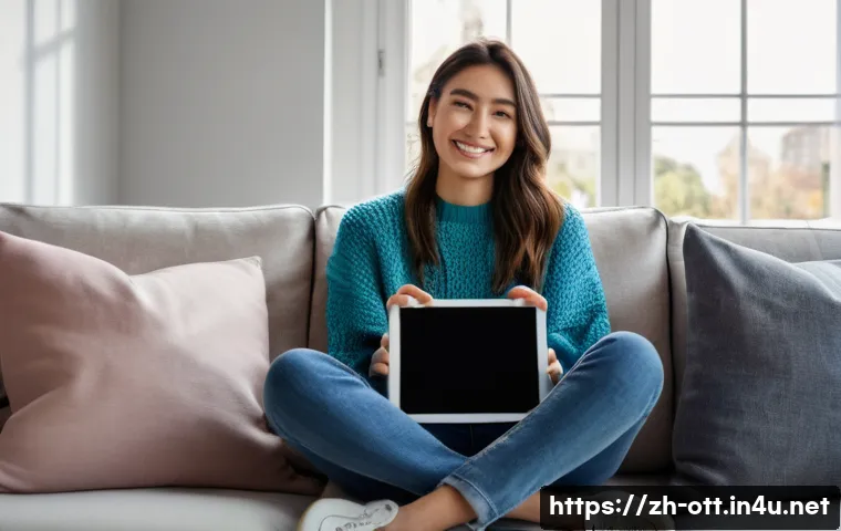 OTT 구독자의 불만 사례 - **Prompt:** A young adult woman, dressed in stylish casual clothing (jeans and a comfortable sweater...